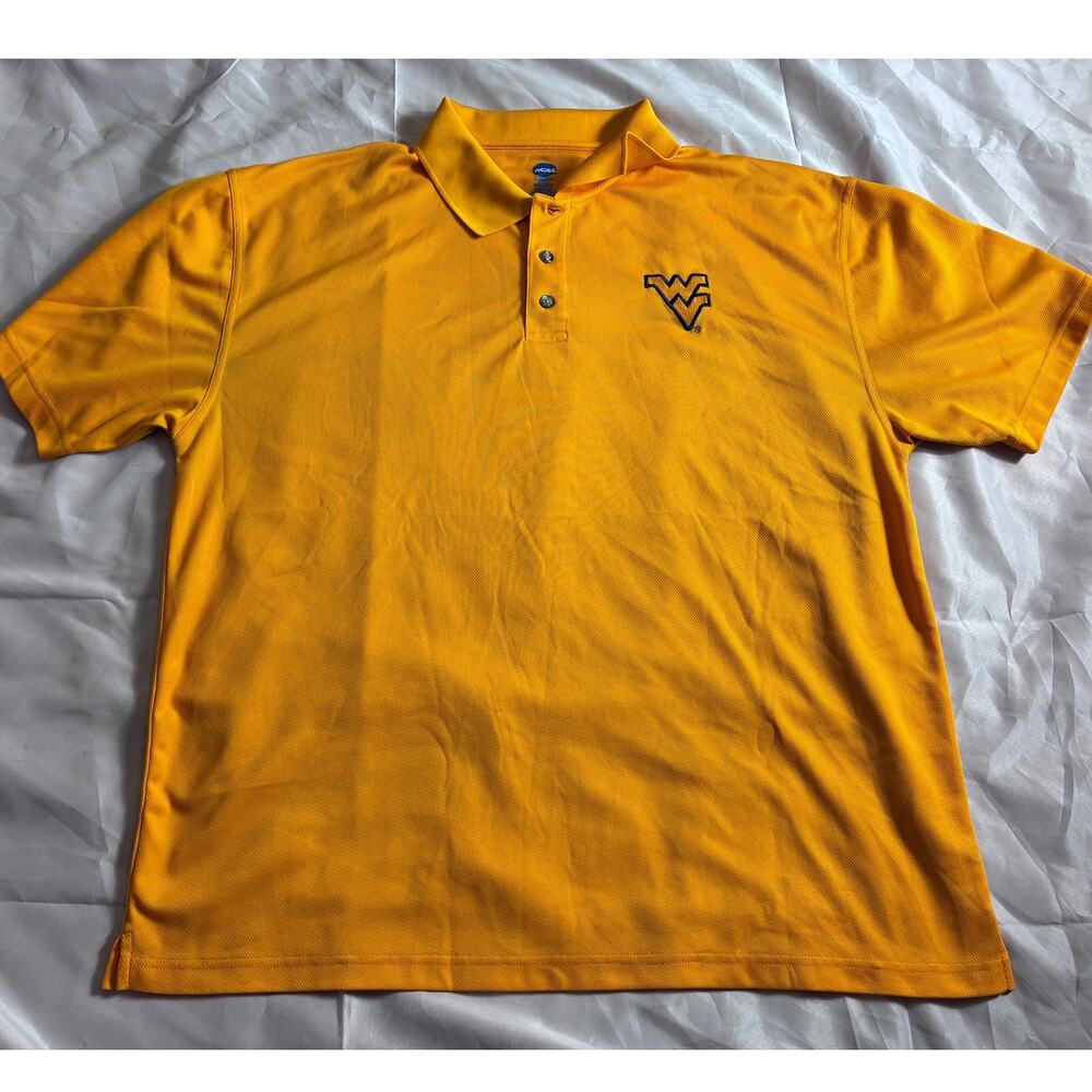 NCAA West Virginia Mountaineers Golf Polo Men's XL Gold Snap Front